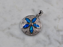 Load image into Gallery viewer, Womens Sterling Silver Blue Opal Sand Dollar Pendant 3.5g E2317