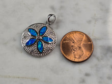 Load image into Gallery viewer, Womens Sterling Silver Blue Opal Sand Dollar Pendant 3.5g E2317