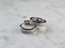 Load image into Gallery viewer, Womens Sterling Silver Modernist Opal Hoop Earrings 5.2g E2319