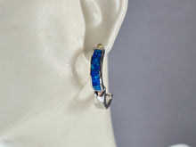 Load image into Gallery viewer, Womens Sterling Silver Modernist Blue Opal Hoop Earrings 5.2g E2320