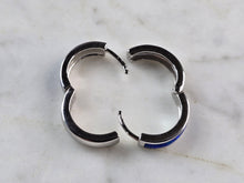 Load image into Gallery viewer, Womens Sterling Silver Modernist Blue Opal Hoop Earrings 5.2g E2320
