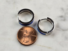 Load image into Gallery viewer, Womens Sterling Silver Modernist Blue Opal Hoop Earrings 5.2g E2320