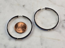 Load image into Gallery viewer, Womens Sterling Silver Modernist Blue Opal Hoop Earrings 10.7g E2325