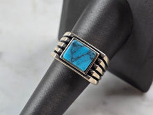 Load image into Gallery viewer, Mens Sterling Silver Modernist Turquoise Ring 7.9g E2327