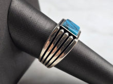 Load image into Gallery viewer, Mens Sterling Silver Modernist Turquoise Ring 7.9g E2327
