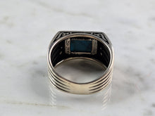 Load image into Gallery viewer, Mens Sterling Silver Modernist Turquoise Ring 7.9g E2327