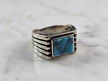 Load image into Gallery viewer, Mens Sterling Silver Modernist Turquoise Ring 7.9g E2327