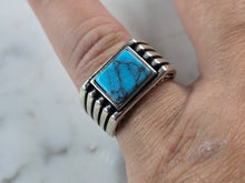 Load image into Gallery viewer, Mens Sterling Silver Modernist Turquoise Ring 7.9g E2327