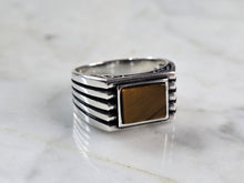 Load image into Gallery viewer, Mens Sterling Silver Modernist Tigers Eye Ring 8.5g E2328