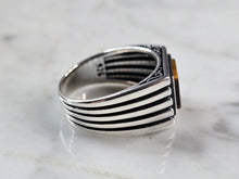 Load image into Gallery viewer, Mens Sterling Silver Modernist Tigers Eye Ring 8.5g E2328