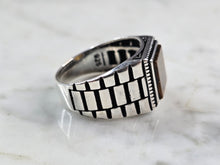 Load image into Gallery viewer, Mens Sterling Silver Modernist Tigers Eye Ring 8.3g E2330