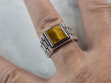 Load image into Gallery viewer, Mens Sterling Silver Modernist Tigers Eye Ring 8.3g E2330