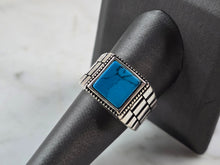 Load image into Gallery viewer, Mens Sterling Silver Modernist Turquoise Ring 7.7g E2331