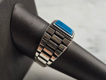Load image into Gallery viewer, Mens Sterling Silver Modernist Turquoise Ring 7.7g E2331