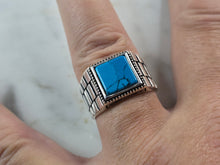 Load image into Gallery viewer, Mens Sterling Silver Modernist Turquoise Ring 7.7g E2331