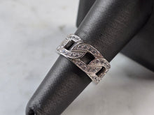 Load image into Gallery viewer, Mens Sterling Silver Modernist Cuban Link CZ Ring 6.1g E2341
