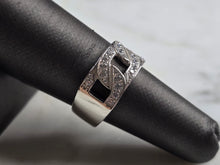Load image into Gallery viewer, Mens Sterling Silver Modernist Cuban Link CZ Ring 6.1g E2341