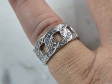 Load image into Gallery viewer, Mens Sterling Silver Modernist Cuban Link CZ Ring 6.1g E2341