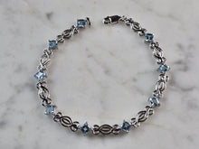 Load image into Gallery viewer, Womens Vintage Estate Sterling Silver Topaz Bracelet 6.0g E2343