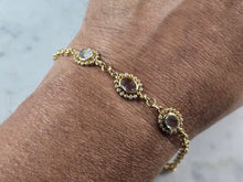 Load image into Gallery viewer, Womens Vintage Estate Sterling Silver Gold Tone CZ Bracelet 5.5g E2353