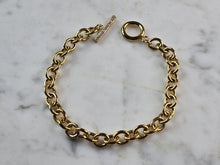 Load image into Gallery viewer, Womens Vintage Estate Sterling Silver Gold Tone CZ Charm Bracelet 8.3g E2354