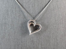 Load image into Gallery viewer, Vintage Sterling Silver 10K Gold Diamond Heart Pendant Necklace 3.9g E2363