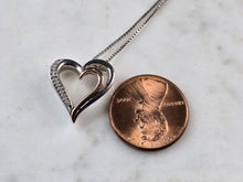 Load image into Gallery viewer, Vintage Sterling Silver 10K Gold Diamond Heart Pendant Necklace 3.9g E2363