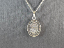 Load image into Gallery viewer, Womens Vintage Sterling Silver Religious St Benedict Pendant Necklace 3.4g E2366