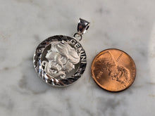 Load image into Gallery viewer, Womens Vintage Estate Sterling Silver Zodiac Gemini Pendant 4.1g E2382