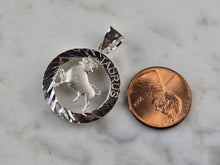 Load image into Gallery viewer, Womens Vintage Estate Sterling Silver Zodiac Taurus Pendant 4.1g E2396