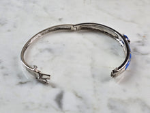Load image into Gallery viewer, Womens Sterling Silver Modernist Blue Opal Bangle Bracelet 19.1g E2401