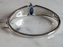 Load image into Gallery viewer, Womens Sterling Silver Modernist Blue Opal Bangle Bracelet 25.5g E2408