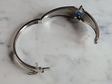 Load image into Gallery viewer, Womens Sterling Silver Modernist Blue Opal Bangle Bracelet 25.5g E2408