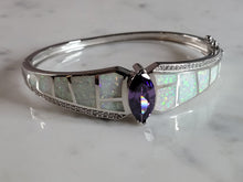 Load image into Gallery viewer, Womens Sterling Silver Modernist Opal Bangle Bracelet 26.2g E2411