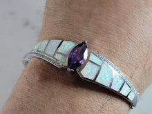 Load image into Gallery viewer, Womens Sterling Silver Modernist Opal Bangle Bracelet 26.2g E2411