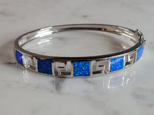 Load image into Gallery viewer, Womens Sterling Silver Modernist Blue Opal Bangle Bracelet 17.4g E2413