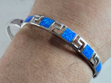 Load image into Gallery viewer, Womens Sterling Silver Modernist Blue Opal Bangle Bracelet 17.4g E2413