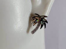 Load image into Gallery viewer, Womens Sterling Silver Modernist Opal Palm Tree Earrings 2.2g E2414