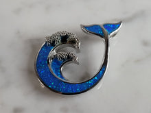 Load image into Gallery viewer, Womens Sterling Silver Blue Opal Modernist Whale Pendant 3.6g E2415
