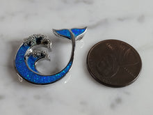 Load image into Gallery viewer, Womens Sterling Silver Blue Opal Modernist Whale Pendant 3.6g E2415