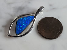 Load image into Gallery viewer, Womens Sterling Silver Blue Opal Modernist Pendant 4.5g E2418
