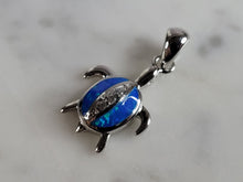Load image into Gallery viewer, Womens Sterling Silver Blue Opal Sea Turtle Pendant 2.1g E2420
