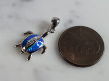 Load image into Gallery viewer, Womens Sterling Silver Blue Opal Sea Turtle Pendant 2.1g E2420
