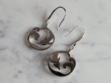 Load image into Gallery viewer, Womens Sterling Silver Modernist Blue Opal Dolphin Earrings 10.1g E2433