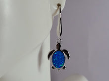 Load image into Gallery viewer, Womens Sterling Silver Blue Opal Sea Turtle Earrings 4.9g E2434
