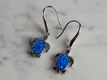 Load image into Gallery viewer, Womens Sterling Silver Blue Opal Sea Turtle Earrings 4.9g E2434