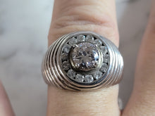 Load image into Gallery viewer, Mens Vintage Estate Sterling Silver CZ Ring 9.1g E2453