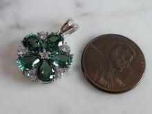 Load image into Gallery viewer, Womens Estate Sterling Silver Modernist CZ Floral Pendant 2.9g E2477
