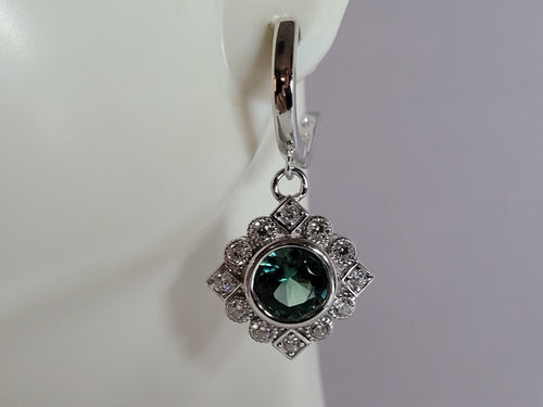 Womens Estate Sterling Silver Modernist CZ Earrings 7.0g E2479