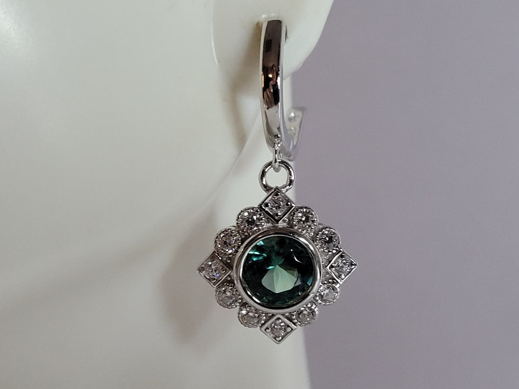 Womens Estate Sterling Silver Modernist CZ Earrings 7.0g E2479